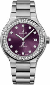 Hublot Classic Fusion Titanium Purple Diamonds Bracelet 38 mm 568.NX.897V.NX.1204
