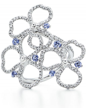 Кольцо Tiffany Paper Flowers Diamond and Tanzanite Open Flower Ring GRP10557
