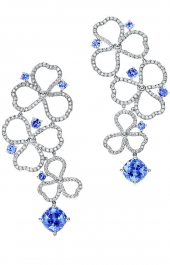 Серьги Tiffany Paper Flowers Diamond and Tanzanite Open Drop Earrings 61625348
