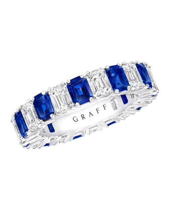 Обручальное кольцо Graff Classic Graff Emerald Cut Sapphire and Diamond Wedding Band RGR1083