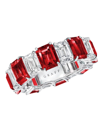Обручальное кольцо Graff Classic Graff Emerald Cut Ruby and Diamond Wedding Band RER1032