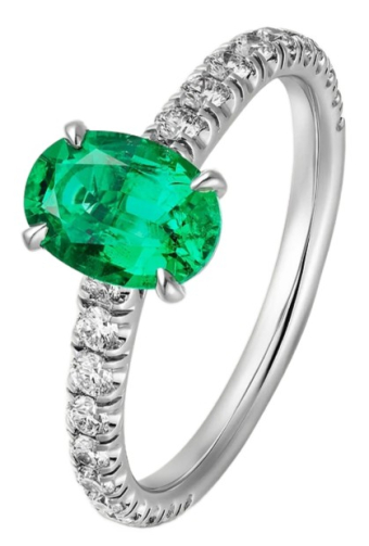 Кольцо для помолвки Cartier 1895 Solitaire Oval-Cut Emerald Paved N4763052