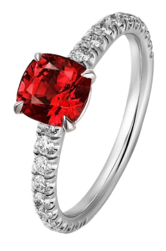 Кольцо для помолвки Cartier 1895 Solitaire Cushion-Cut Ruby Paved N4757852