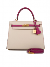 Сумка Hermes Special Order (HSS) Kelly Sellier 25 Rose Pourpre and Craie Epsom Brushed Gold Hardware