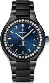 Hublot Classic Fusion Ceramic Blue Bracelet Diamonds 38 mm 568.CM.7170.CM.1204