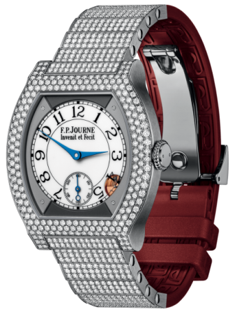 F.P. Journe Elegante 40 mm Titanium 12 Rows of Diamonds and Set Bracelet Burgundy