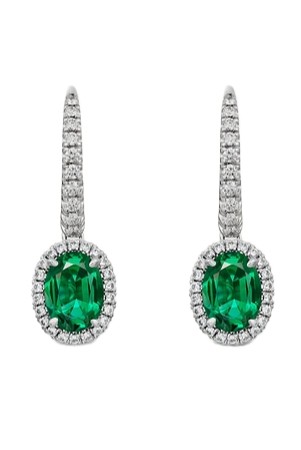 Серьги Cartier Destinée Sleeper Earrings 2 Oval-Cut Emeralds Paved N8515203