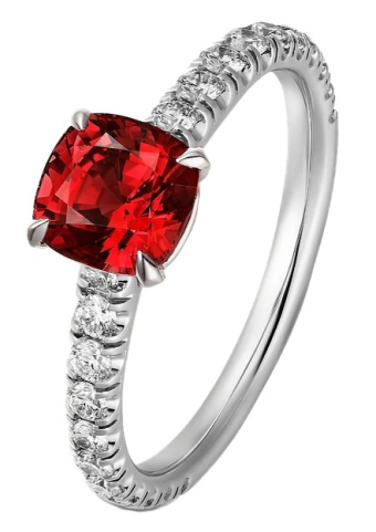 Кольцо для помолвки Cartier 1895 Solitaire Cushion-Cut Ruby Paved N4758252