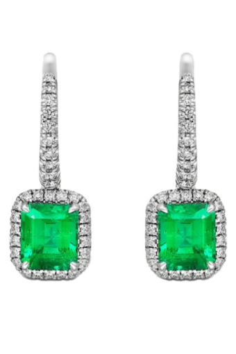 Серьги Cartier Destinée Sleeper Earrings 2 Emerald-Cut Emeralds Paved N8515194