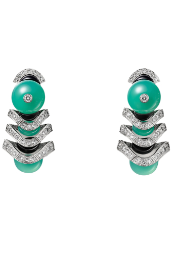 Серьги Cartier Geometrie & Contrastes Сhrysoprase Paved CRH8001154