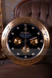 Настенные часы Rolex Daytona Cosmograph Gold Black Dial Crystall Swarovski