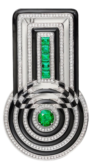 Брошь Cartier Geometrie & Contrastes Emerald Paved CRH7000329
