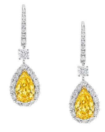 Серьги Graff Icon Pear Shape Yellow and White Diamond Earrings RGE1618