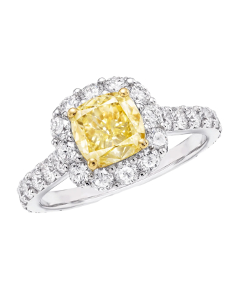 Кольцо для помолвки Graff Icon Cushion Cut Yellow and White Diamond Engagement Ring RGR734