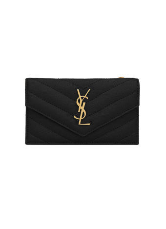 Кардхолдер Saint Laurent Cassandre Matelasse Fragments Flap Card Case In Grain De Poudre Leather 