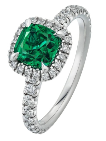 Кольцо для помолвки Cartier Destinée Solitaire Cushion-Cut Emerald Paved N4766552