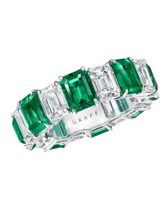 Обручальное кольцо Graff Classic Graff Emerald Cut Emerald and Diamond Wedding Band RER1031