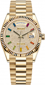 Rolex Day-Date Rainbow Pave 36 mm 128238