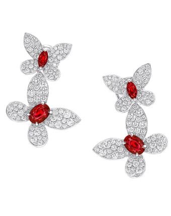 Серьги Graff Pave Butterfly Diamond and Ruby Drop Earrings RGE2000