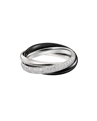 Кольцо Cartier Trinity Half-Paved Ceramic Ring Small Model B4235400