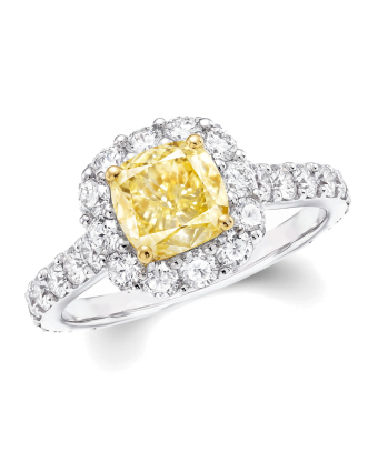 Кольцо для помолвки Graff Icon Cushion Cut Yellow and White Diamond Engagement Ring RGR734