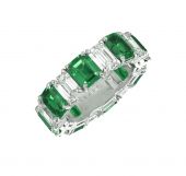 Обручальное кольцо Classic Graff Emerald Cut Emerald and Diamond Wedding Band RER 1031