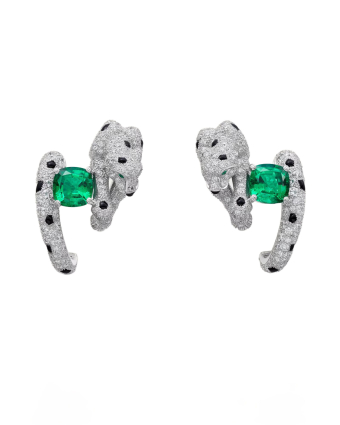 Серьги Cartier Panthere de Cartier Cushion-Cut Emerald Paved Earrings H8000666