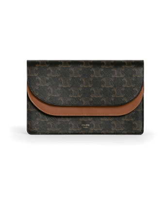 Кошелек Celine Wallet On Strap In Triomphe Canvas And Smooth Lambskin Tan  10D852CG9.04LU