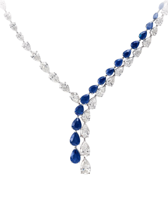 Колье Graff Classic Graff Pear Shape Sapphire and Diamond Cross-over Necklace RGN479