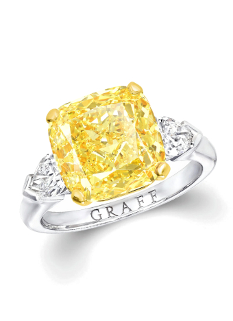 Кольцо Graff Unique Solitaires Promise Cushion Cut Yellow Diamond