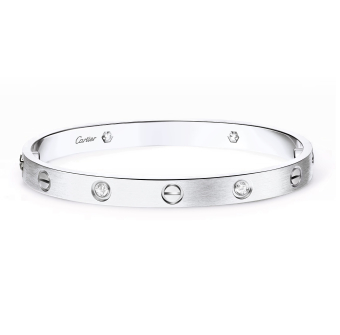 Браслет Cartier Love Bracelet Classic Model Brushed 4 Diamonds B6080217