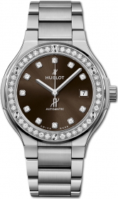 Hublot Classic Fusion Titanium Brown Diamonds Bracelet 38 mm 568.NX.897M.NX.1204