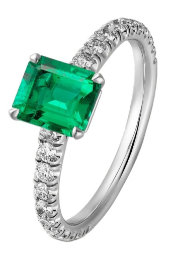 Кольцо для помолвки Cartier 1895 Solitaire Emerald-Cut Emerald Paved N4762852