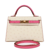 Сумка Hermes Special Order (HSS) Kelly Sellier 20 Beton and Rose Tyrien Ostrich Gold Hardware