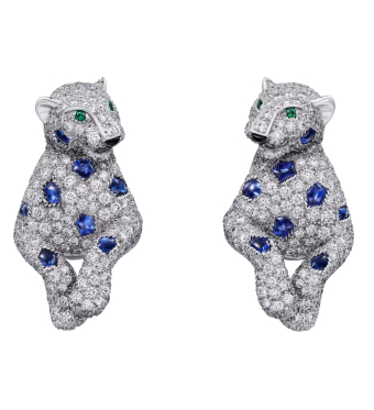 Серьги Cartier Panthere de Cartier Earrings Sapphires Paved H8001259