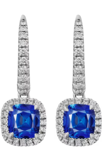 Серьги Cartier Destinée Sleeper Earrings 2 Cushion-Cut Sapphires Paved N8515198