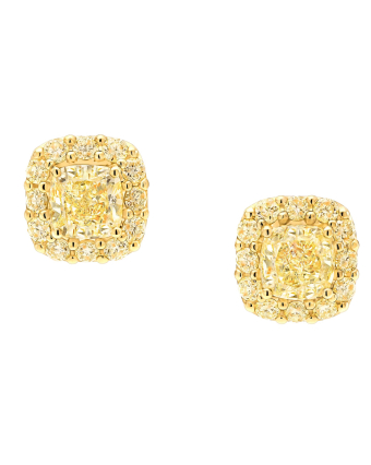 Пусеты Graff Icon Fancy Yellow Cushion Cut Diamond Earrings RGE1943