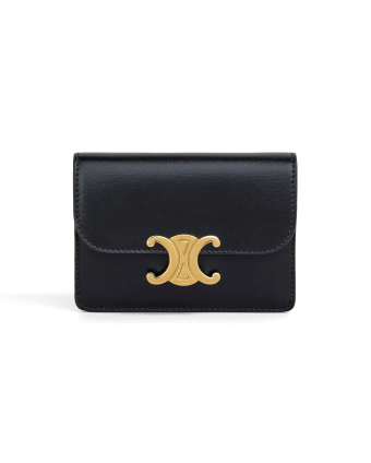 Кардхолдер Celine Card Holder With Flap Triomphe In Shiny Calfskin Black 10I583DPV.38NO