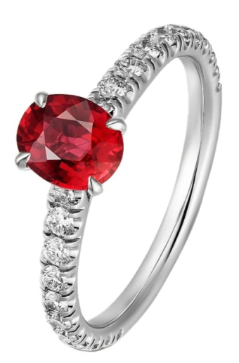 Кольцо для помолвки Cartier 1895 Solitaire Oval-Cut Ruby Paved N4757652