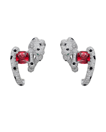 Серьги Cartier Panthere de Cartier Cushion-Cut Paved Ruby Earrings H8000665
