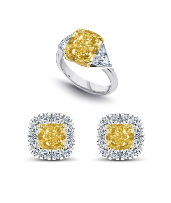 Авторское изделие. Кольцо и пусеты No Name из белого золота с лабораторными бриллиантами