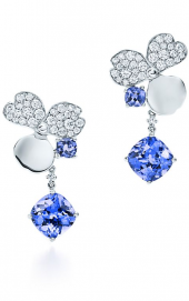 Серьги Tiffany Paper Flowers Diamond and Tanzanite Flower Drop Earrings 61625712