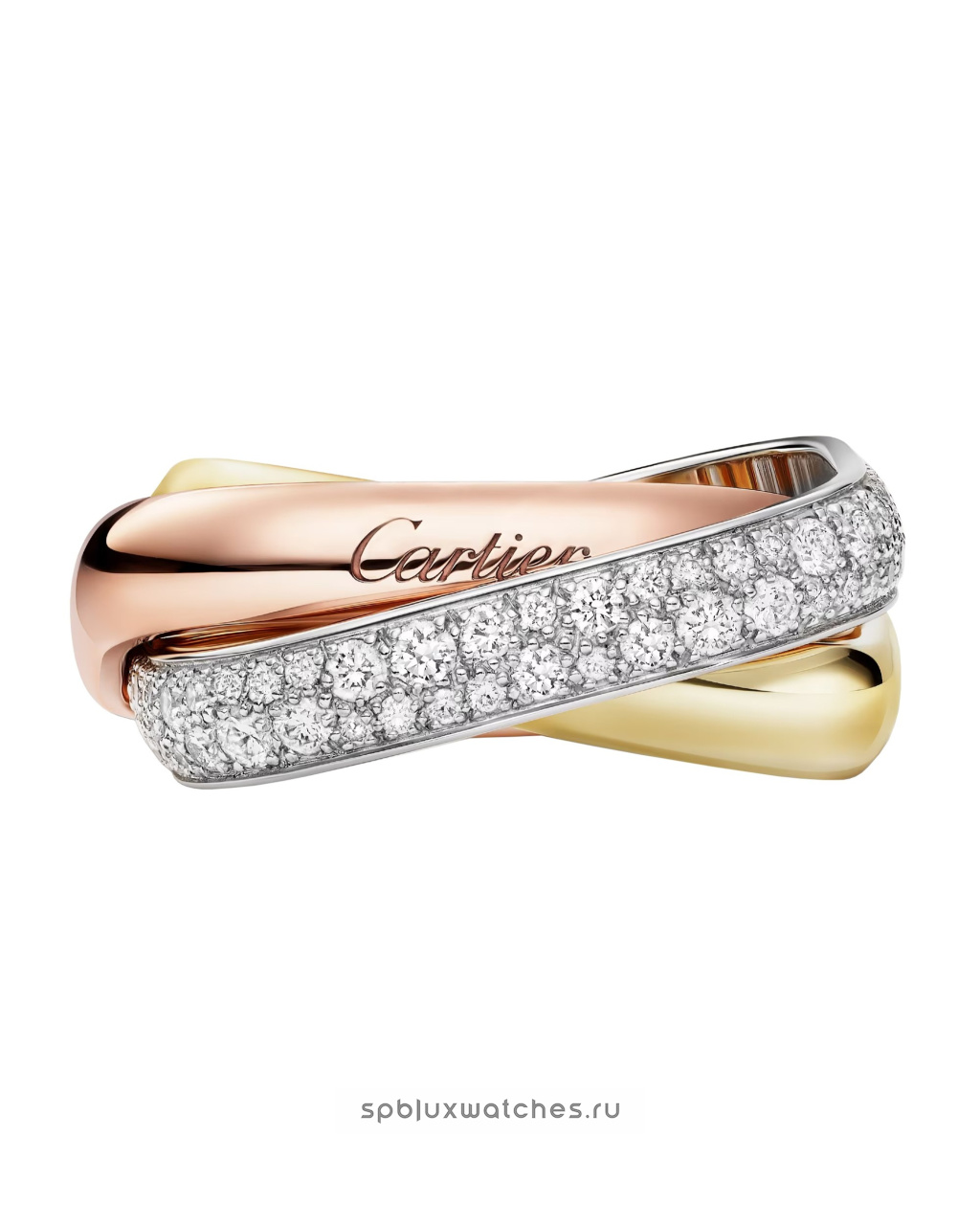 Кольцо Cartier Trinity Half-Paved Cushion-Shaped Ring Medium Model B4241900