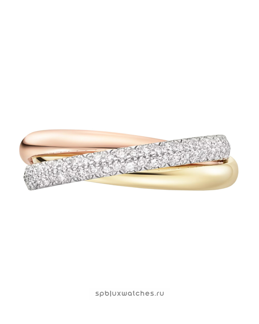Кольцо Cartier Trinity Half-Paved Ring Small Model B4235900