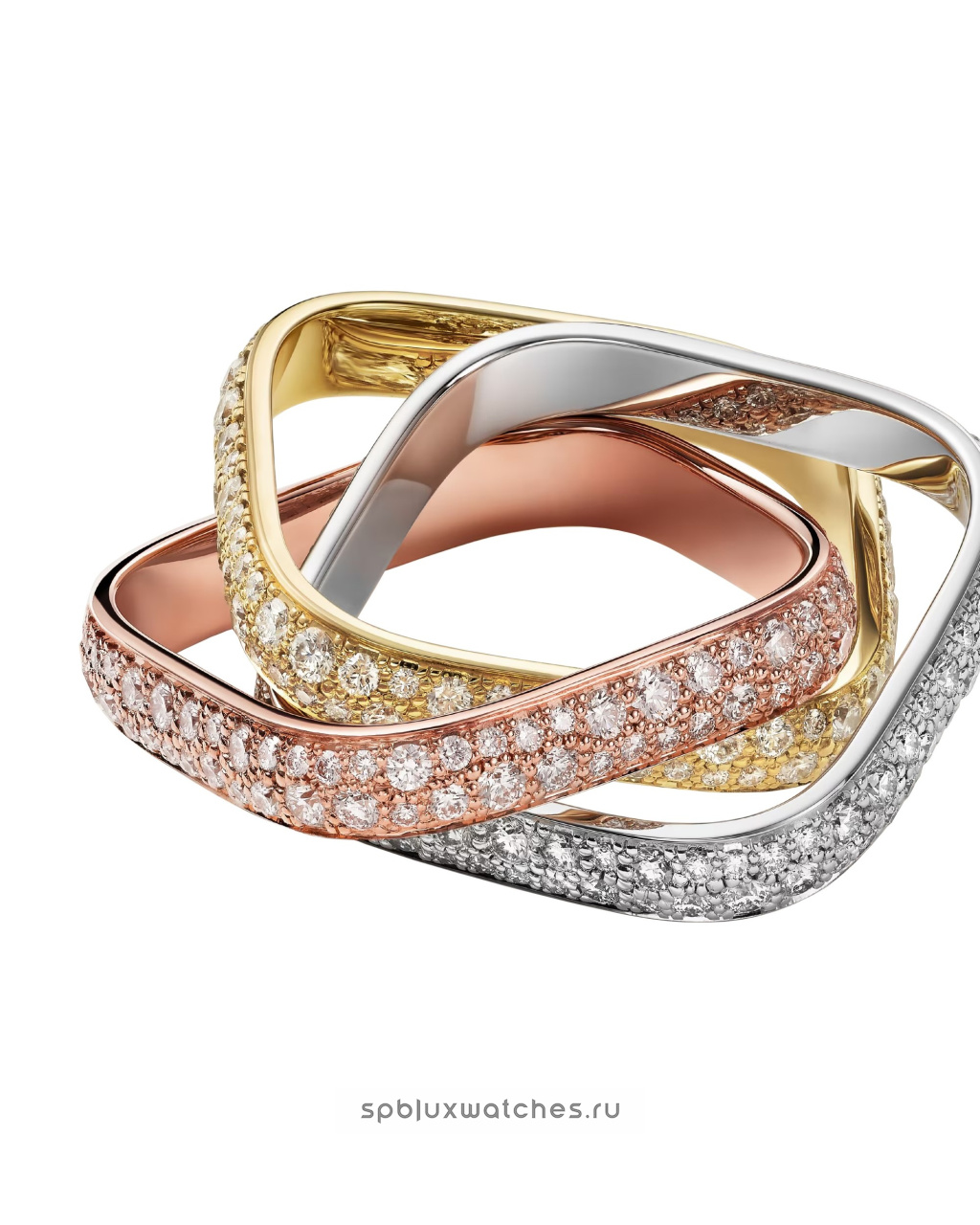 Кольцо Cartier Trinity Paved Cushion Ring Classic Model N4824700