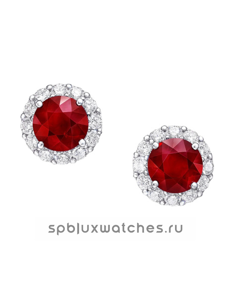 Пусеты Graff Icon Round Ruby and Diamond Stud Earrings RGE1552