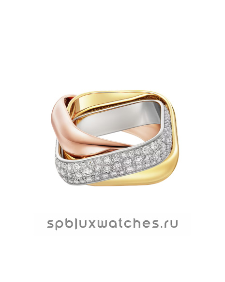 Кольцо Cartier Trinity Half-Paved Cushion-Shaped Ring Large Model B4242000