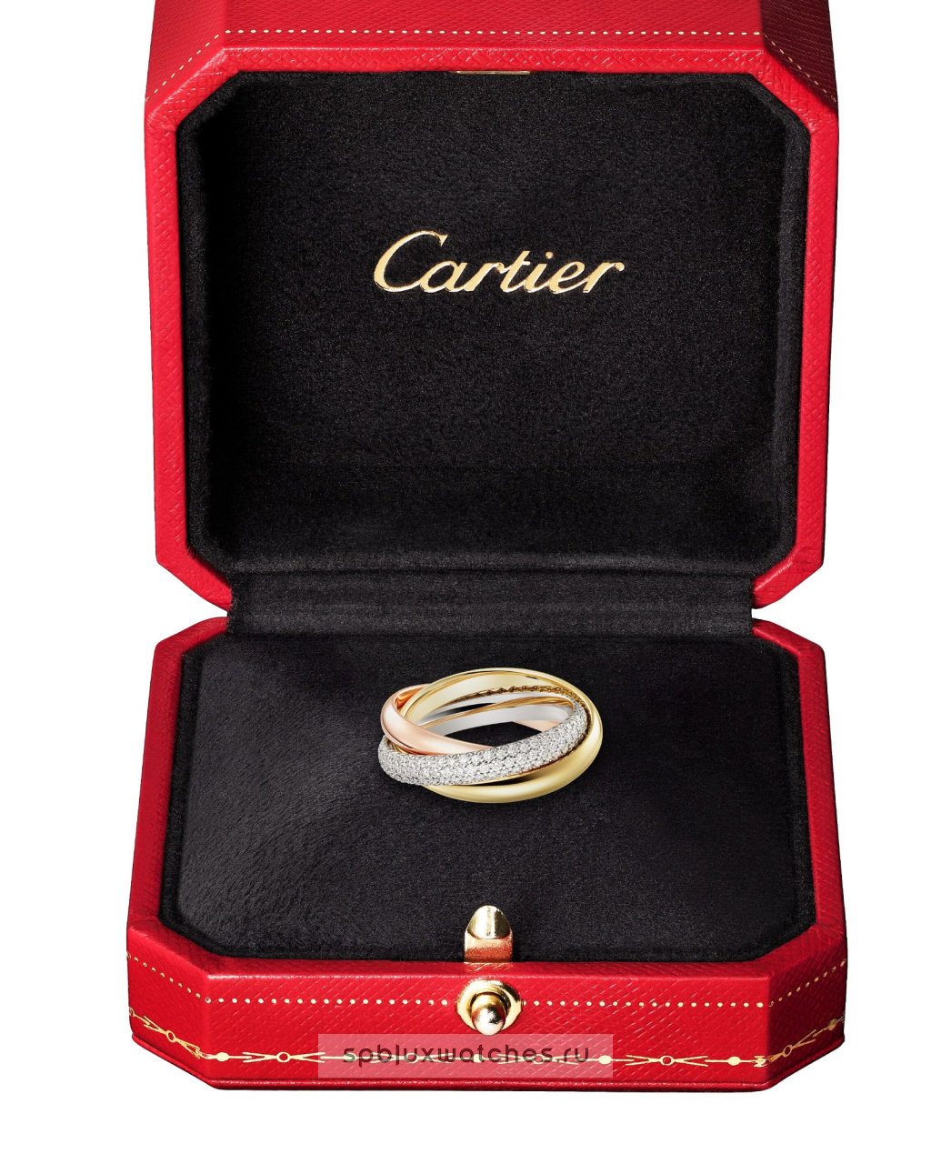 Кольцо Cartier Trinity Half-Paved Ring Classic Model B4236000
