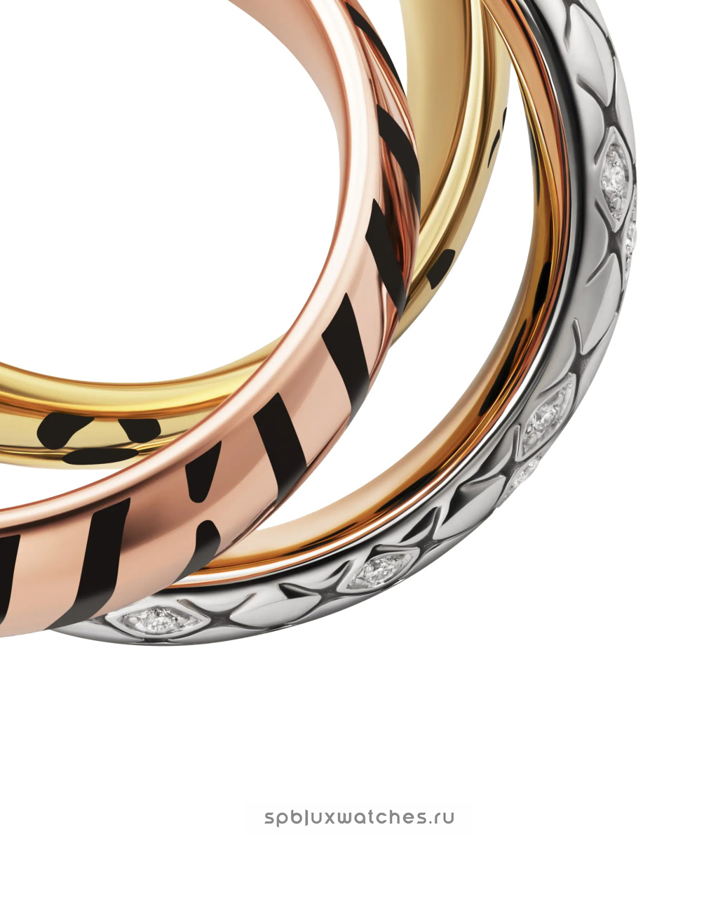 Кольцо Cartier Trinity Half-Paved Lacquer Ring B4241700