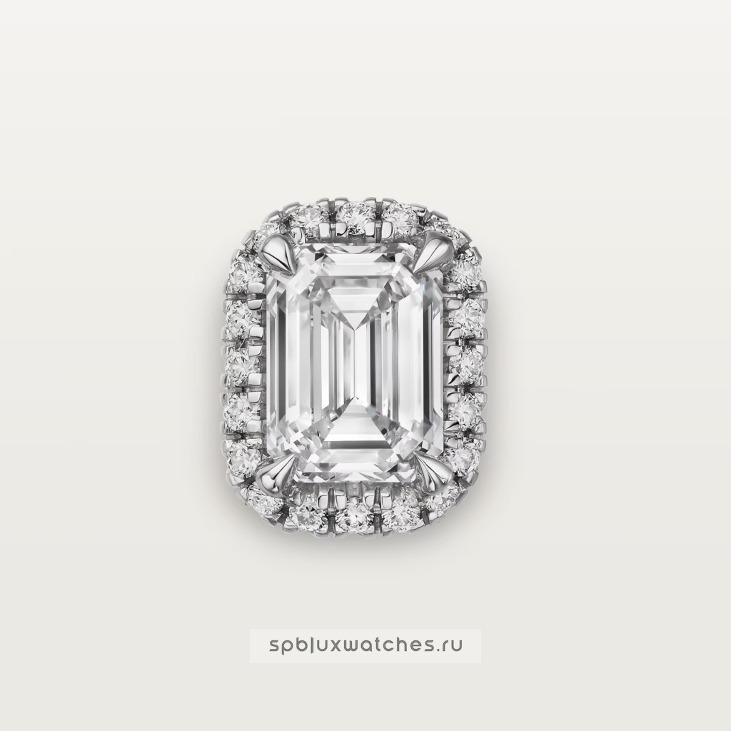 Серьги Cartier Destinee Stud Earrings, 2 Emerald-Cut Diamonds, Paved N8515288
